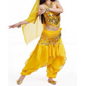 Costume de danse orientale top sarouel jaune