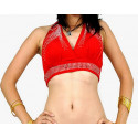 Top d'entrainement strass de danse orientale rouge