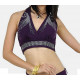 Top d'entrainement strass de danse orientale prune
