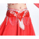 Ceinture de danse orientale perlée rouge et argenté
