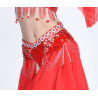 Ceinture de danse orientale perlée rouge et argenté