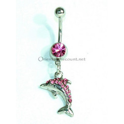 Piercing nombril dauphin rose