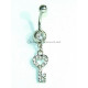 Piercing nombril clé strass blanc