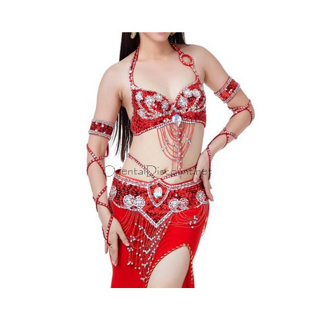 Set de danse orientale rouge et strass