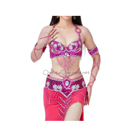 Set de danse orientale fuschia et strass