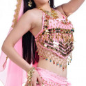 Haut de danse dos nu pastilles et grelots rose