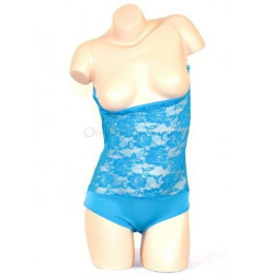 Body de danse orientale sous poitrine dentelle turquoise