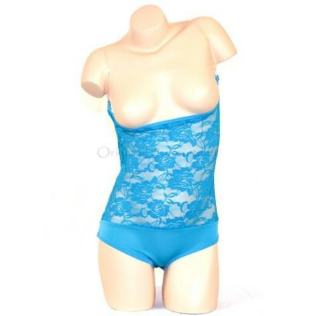 Body de danse orientale sous poitrine dentelle turquoise