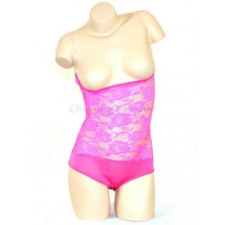 Body de danse orientale sous poitrine dentelle rose intense