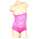 Body de danse orientale sous poitrine dentelle rose intense