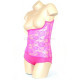 Body de danse orientale sous poitrine dentelle rose intense