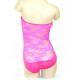 Body de danse orientale sous poitrine dentelle rose intense
