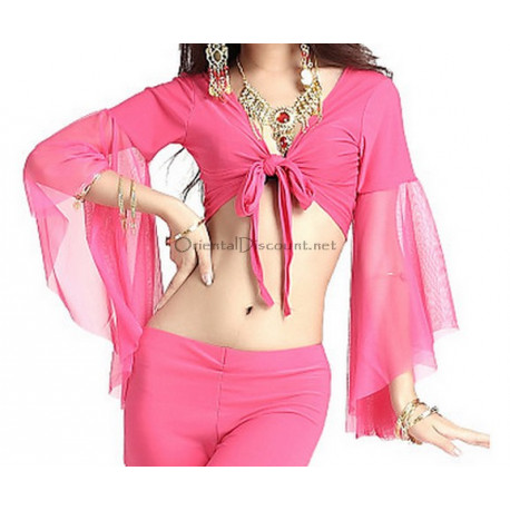 Top manches voilées de danse orientale rose intense