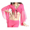 Top manches voilées de danse orientale rose intense