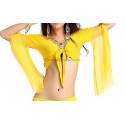 Top manches voilées de danse orientale jaune