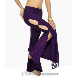 Pantalon de cours de danse orientale dentelle prune