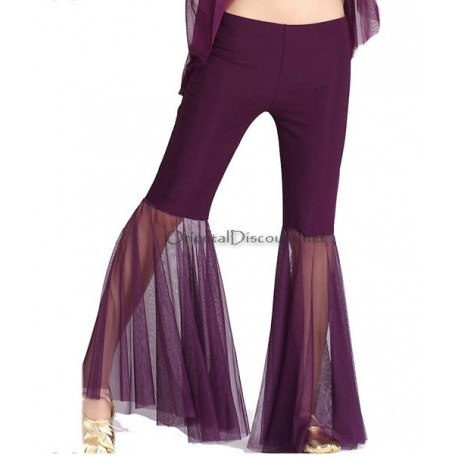 Pantalon de cours de danse orientale voilé VIOLET