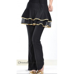 Pantalon de danse et sa jupette à volants noir et or