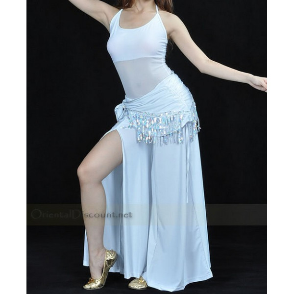 Robe Baladi / Saïdi de danse orientale blanche et dorée - 27,90 €