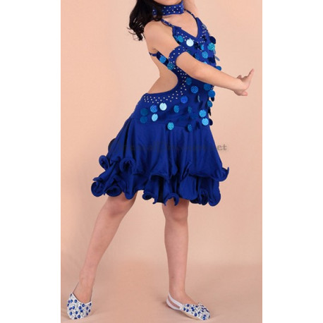 Robe latine enfant couleur bleu nuit