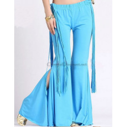 Pantalon de danse à franges latérales turquoise