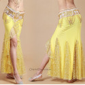 Jupe droite de danse bi-matière jaune