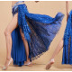 Jupe de danse orientale ouverte doublée bleu profond