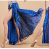 Jupe de danse orientale ouverte doublée bleu profond