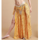 Jupe de danse orientale ouverte doublée jaune et or