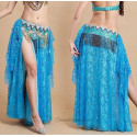 Jupe de danse orientale ouverte doublée turquoise