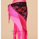 Ceinture de danse orientale bicolore dentelle noir et rose
