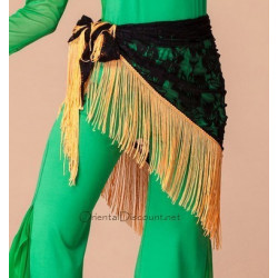 Ceinture de danse orientale bicolore dentelle noir et jaune