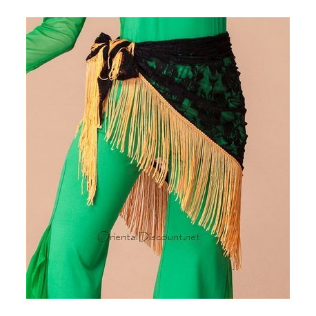 Ceinture de danse orientale bicolore dentelle noir et jaune