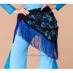 Ceinture de danse orientale bicolore dentelle noir et bleu
