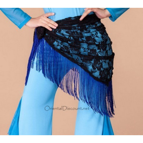Ceinture de danse orientale bicolore dentelle noir et bleu