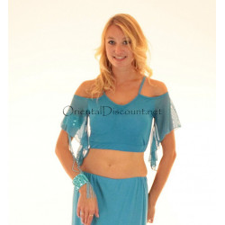 Top de danse épaules découvertes turquoise