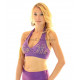 Bustier dos nu de danse orientale perlé or et violet