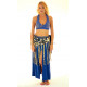 Bustier dos nu de danse orientale perlé or et bleu nuit