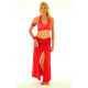 Bustier dos nu de danse orientale perlé or et rouge