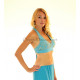 Bustier dos nu de danse orientale perlé or et turquoise
