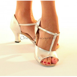 Chaussures de danse orientale couleur argent et strass