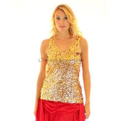 Débardeur de danse à paillettes couleur or