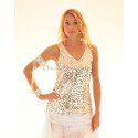 Débardeur de danse à paillettes couleur argent