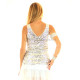 Débardeur de danse à paillettes couleur argent