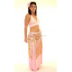 Bustier dos nu de danse orientale perlé or et rose pâle