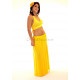 Bustier dos nu de danse orientale perlé or et jaune
