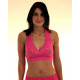 Bustier dos nu de danse orientale perlé or et fuschia