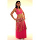 Bustier dos nu de danse orientale perlé or et fuschia