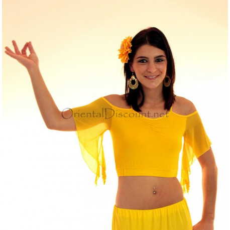 Top de danse épaules découvertes jaune