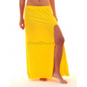 Jupe de danse orientale droite fendue jaune